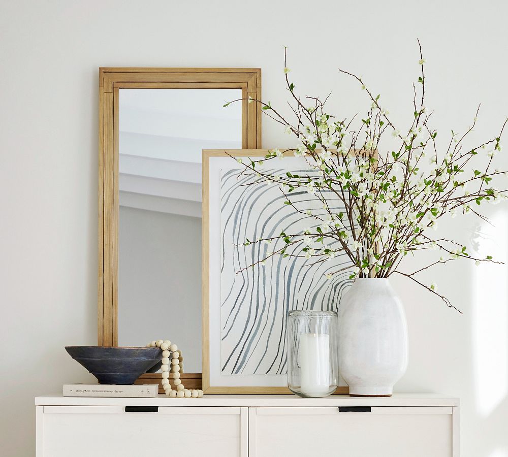 Handcrafted Wooden Rectangular Wall Mirror - Unique Design