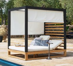 Malibu Metal &amp; Teak Outdoor Daybed with Canopy