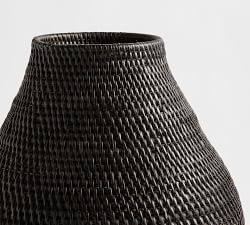 Woven Rattan Vase Collection, Black