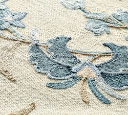 Liana Crewel Embroidered Cotton/Linen Table Throw