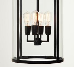 Manor Outdoor Glass &amp; Iron Cylinder Pendant (14&quot;)