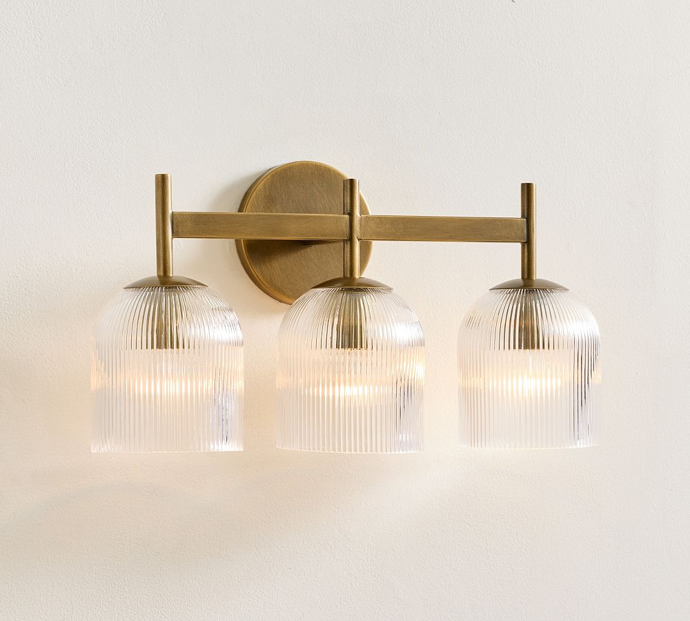 Cooper Ribbed Glass Triple Sconce (17&quot;)