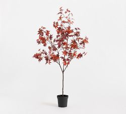 Faux Potted Turning Maple Leaf Tree