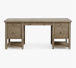 Farmhouse Desk with Drawers, Gray Wash