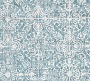 Aqua Antique Tile Medallion Square Outdoor Rug