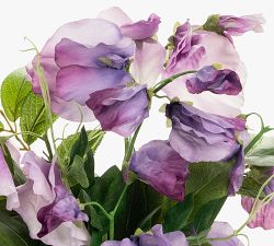 Faux Purple Sweet Pea Arrangement In Glass Vase