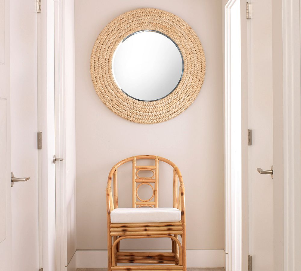 Anastasia Round Seagrass Mirror - 36&quot;