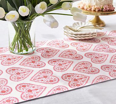 Heart Organic Cotton Table Runner | Pottery Barn