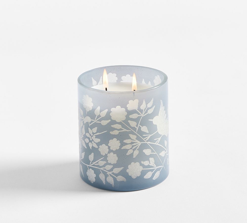 Etched Glass Candle - Framboise & Tangerine