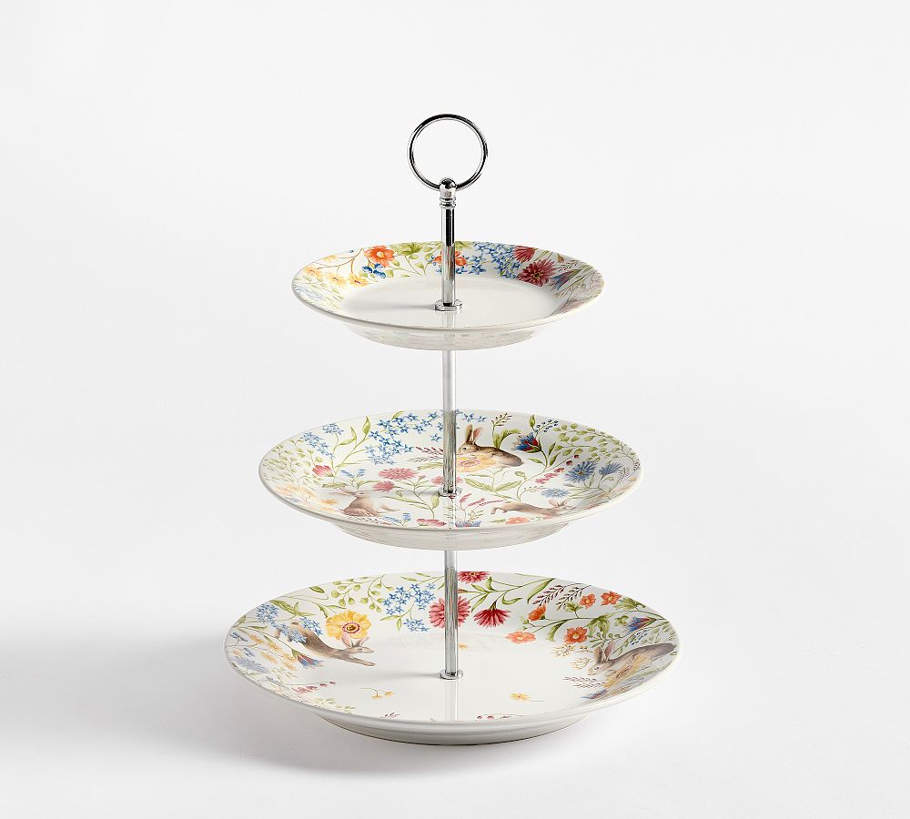 Spring Garden Stoneware Tiered Stand