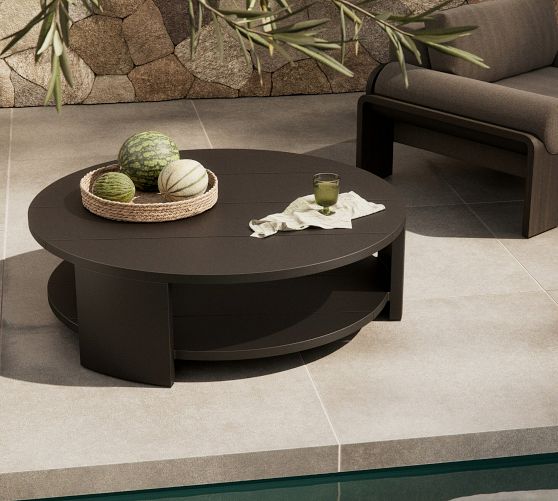 Lanay Metal Round Outdoor Coffee Table Bronze Pottery Barn
