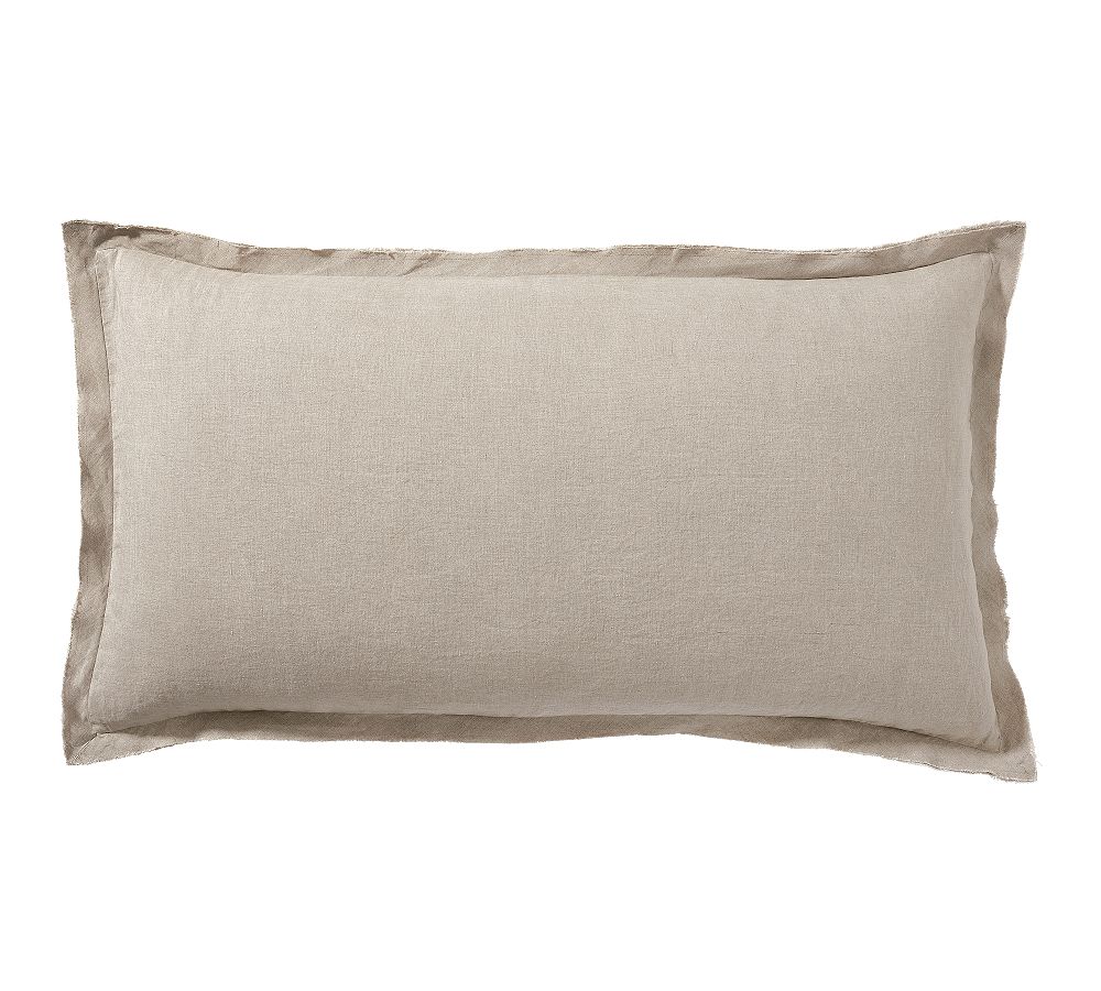Belgian Flax Linen Double Flange Sham Set of 2 - King, Warm Gray