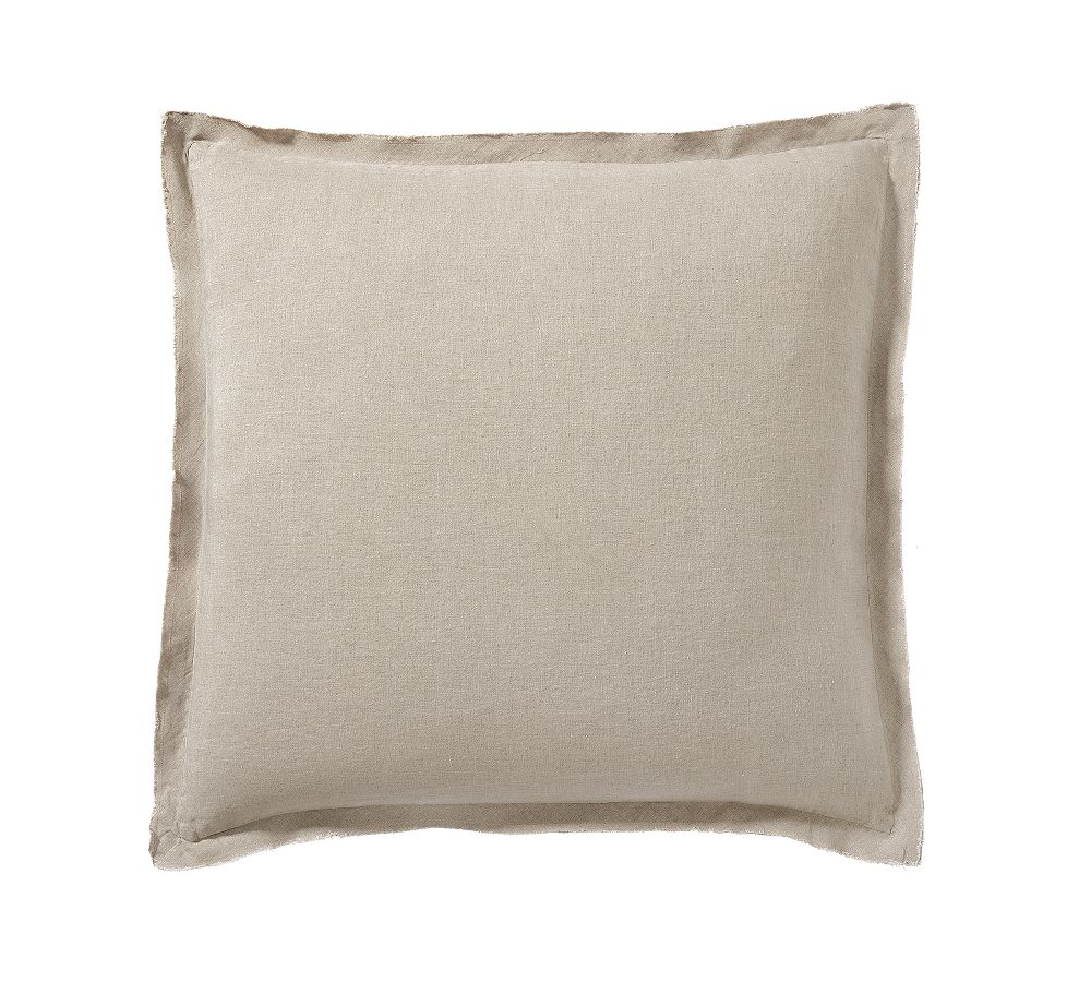 Belgian Flax Linen Double Flange Sham Set of 2 - Euro, Warm Gray