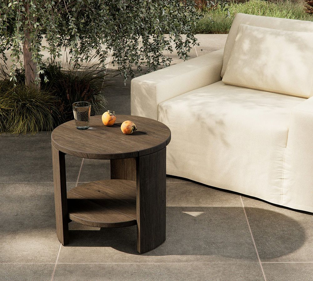 Lanay Reclaimed Teak Round Outdoor End Table (22&quot;)