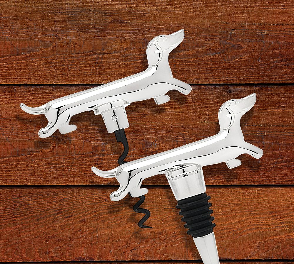 Dachshund Bottle Stopper and Corkscrew Set