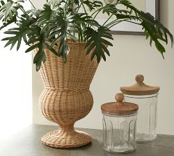 Rattan Footed Urn