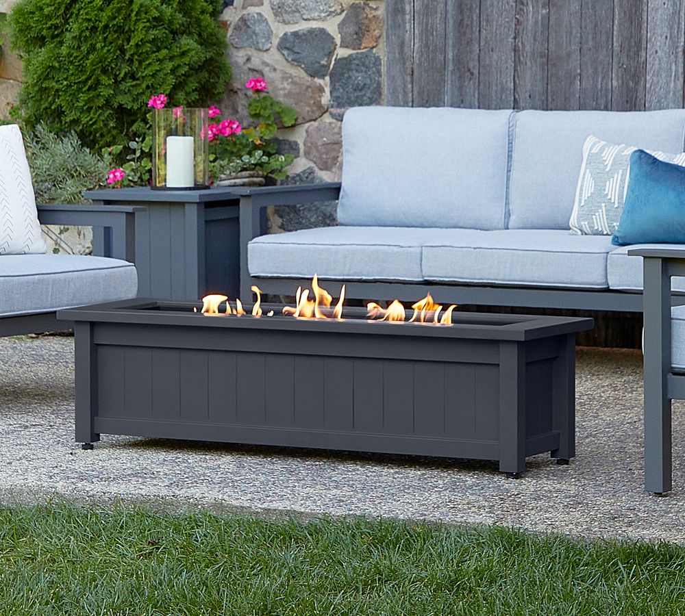 Sila Steel Rectangular Propane Fire Pit Table with Cover (50&quot;)