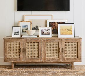 Tiburon Cane Media Console Stylish Storage Solution Pottery Barn