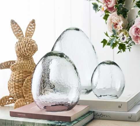 Pottery Barn outlet Madeline Mercury Glass Eggs (2) & PB Etched Glass Egg (1) - NEW!