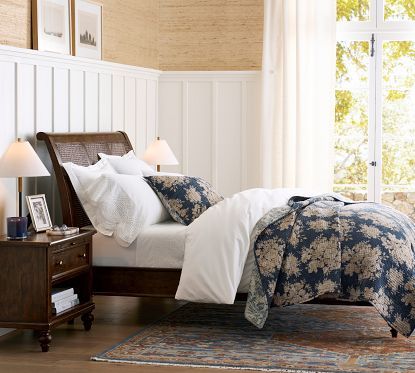 Augusta Cane Sleigh Bed Sienna Brown Queen Pottery Barn