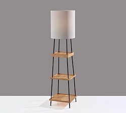 Neve Charge Wooden Shelf Floor Lamp with USB (64&quot;)