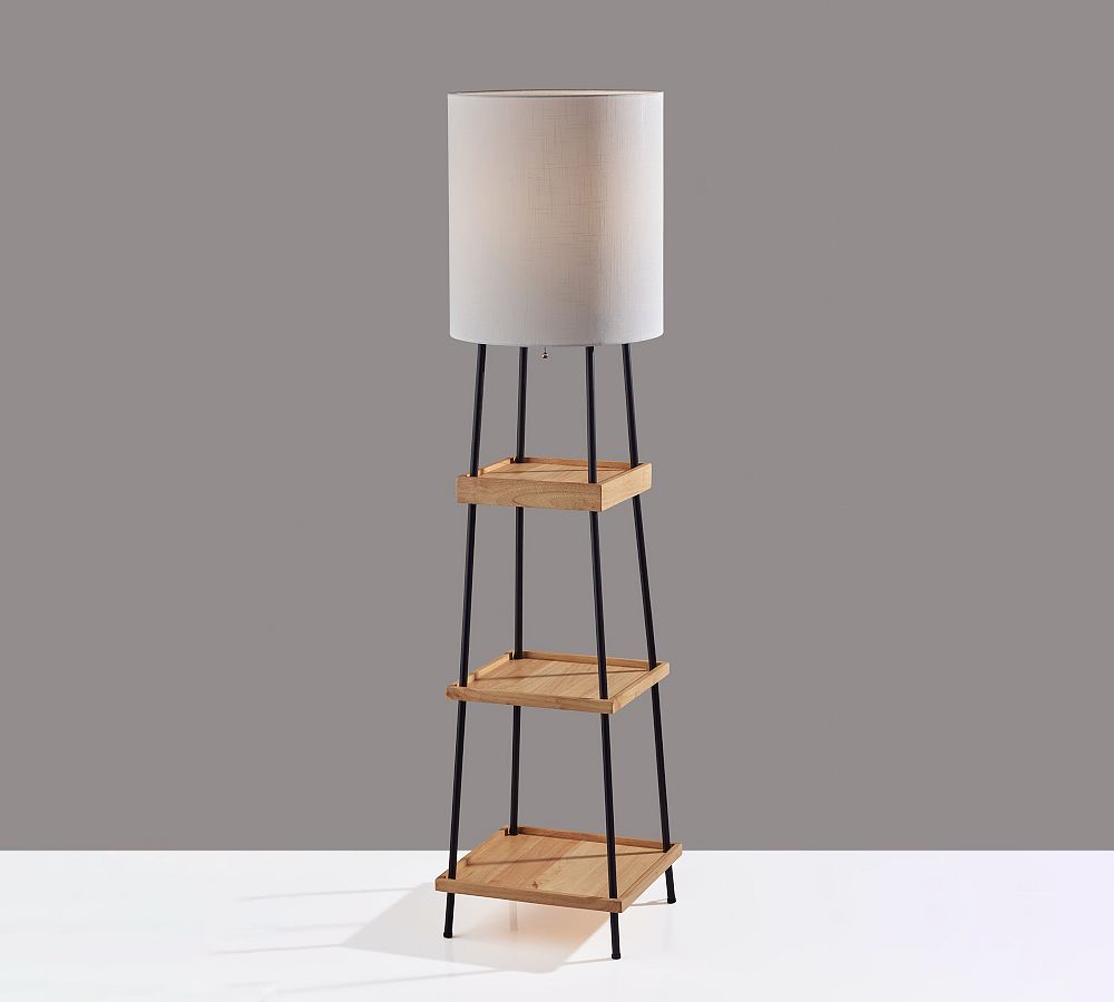 Neve Charge Wooden Shelf Floor Lamp with USB (64&quot;)