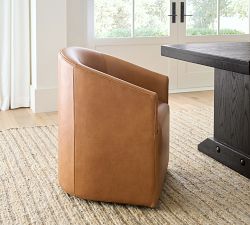 Baldwin Leather Barrel Back Dining Chair