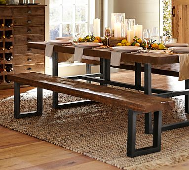 Pottery barn wood bench discount