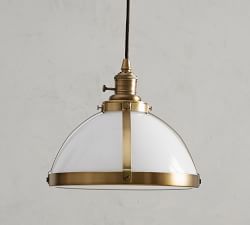Industrial Milk Glass Cord Pendant (8&quot;-12&quot;)