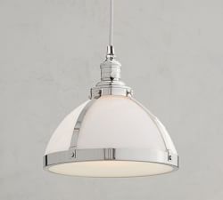 Industrial Milk Glass Cord Pendant (8&quot;-12&quot;)