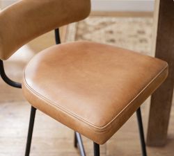 Maison Leather Low Back Swivel Stool