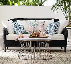 Open Box: Palmetto All-Weather Wicker 74.5&quot; Sofa, Black