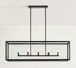 Manor Outdoor Glass &amp; Iron Linear Chandelier (46&quot;)