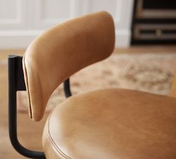 Maison Leather Low Back Swivel Stool