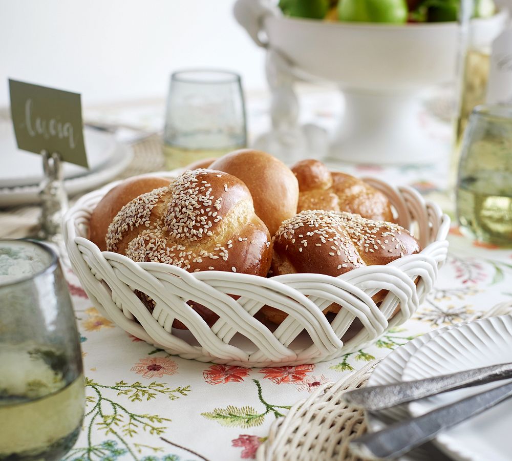 Rustic Woven Ceramic Serving Bowl
