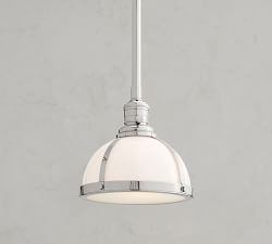 Industrial Milk Glass Cord Pendant (8&quot;-12&quot;)