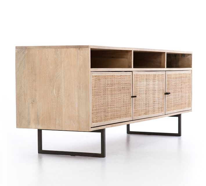 Dolores Cane Media Console 65 Pottery Barn
