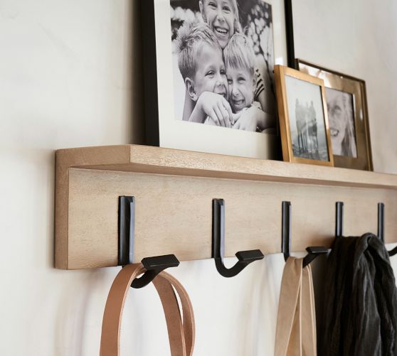 Modern Shelf With Hooks Entryway Kitchen Shelves Wall Mounted