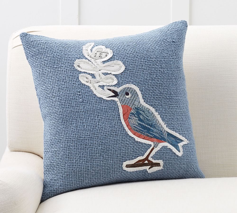 Song Bird Applique Pillow Cover