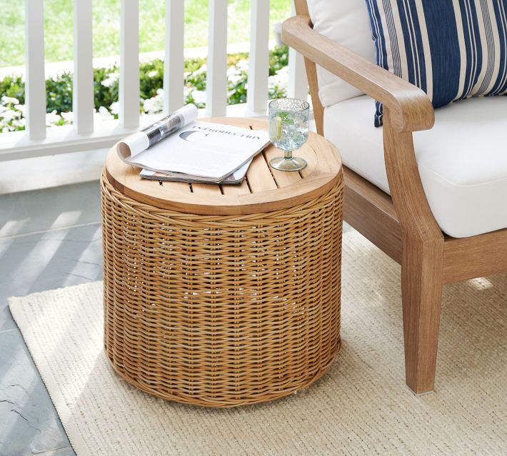 Wicker hotsell Side Table with Storage Patio Resin Rattan End Table Square Container