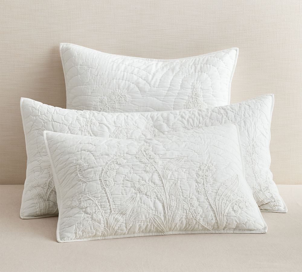 Monique Lhuillier Lily of the Valley Embroidered Cotton Sham
