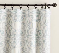 Open Box: Margot Scroll Print Rod Pocket Linen Cotton Curtain