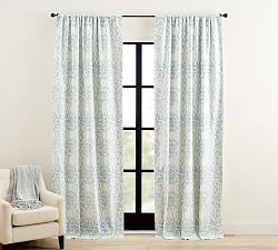 Open Box: Margot Scroll Print Rod Pocket Linen Cotton Curtain