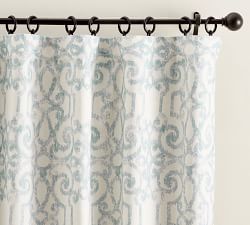 Open Box: Margot Scroll Print Rod Pocket Linen Cotton Curtain