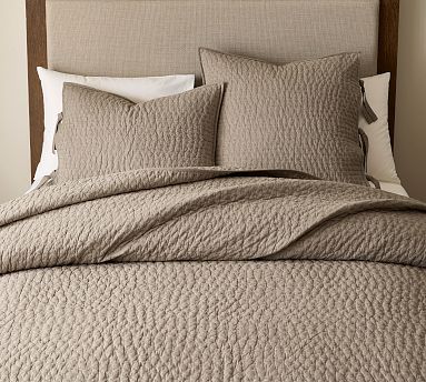 Pottery Barn Pick-Stitch Handcrafted Cotton/Linen Quilt (king/cal. King) New retailer no