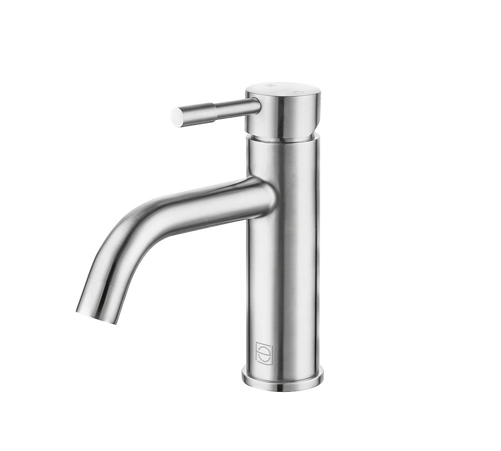 Brushed Nickel Single Hole Bathroom Sink Faucet