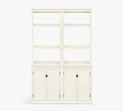 Logan Double Bookcase with Cabinet Doors, Alabaster