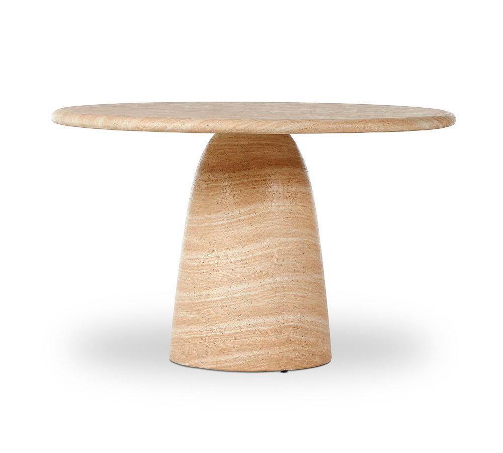 Sand Striae Round Concrete Pedestal Dining Table (48")