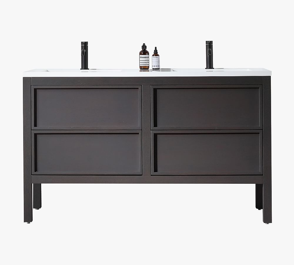 Charcoal Oak Double Sink Vanity with Acrylic Countertop
