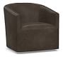 Baldwin Leather Swivel Armchair, Polyester Wrapped Cushions, Statesville Wolf Grey